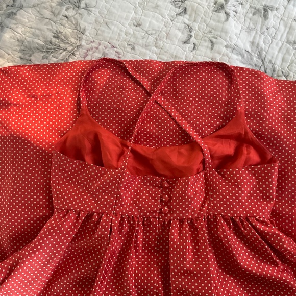J Crew Silk orange-white polka dots Babydoll Ballerina Dress - Picture 7 of 9